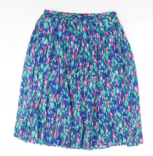 Preworn Womens Multicoloured Geometric Polyester Pleated Skirt Size 32 in