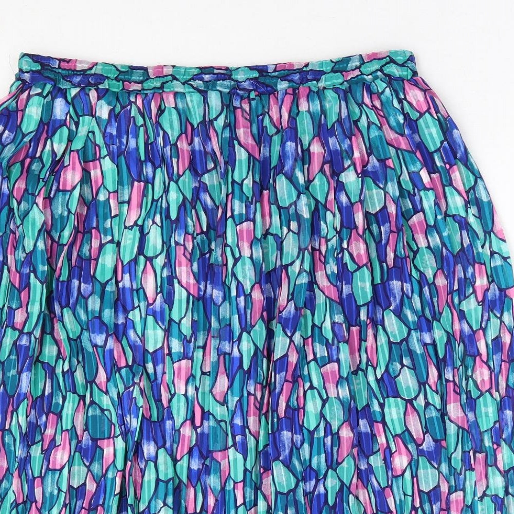 Preworn Womens Multicoloured Geometric Polyester Pleated Skirt Size 32 in