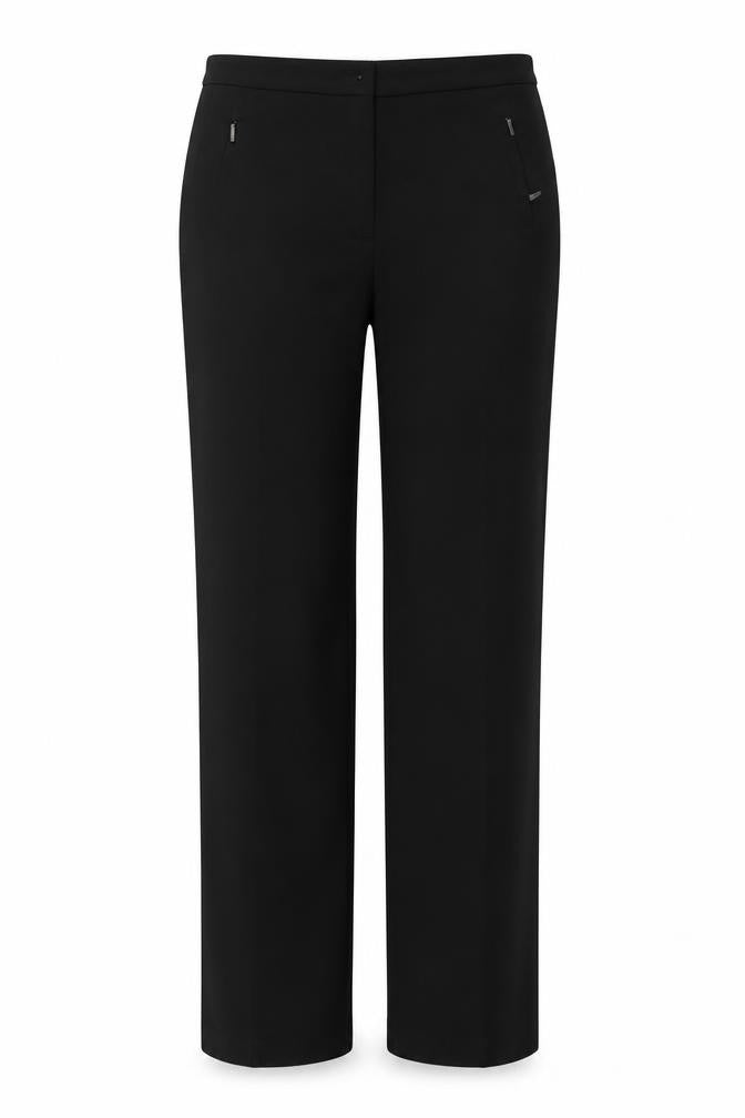 Marks and Spencer Womens Black Polyester Trousers Size 8 L38 in Regular Zip