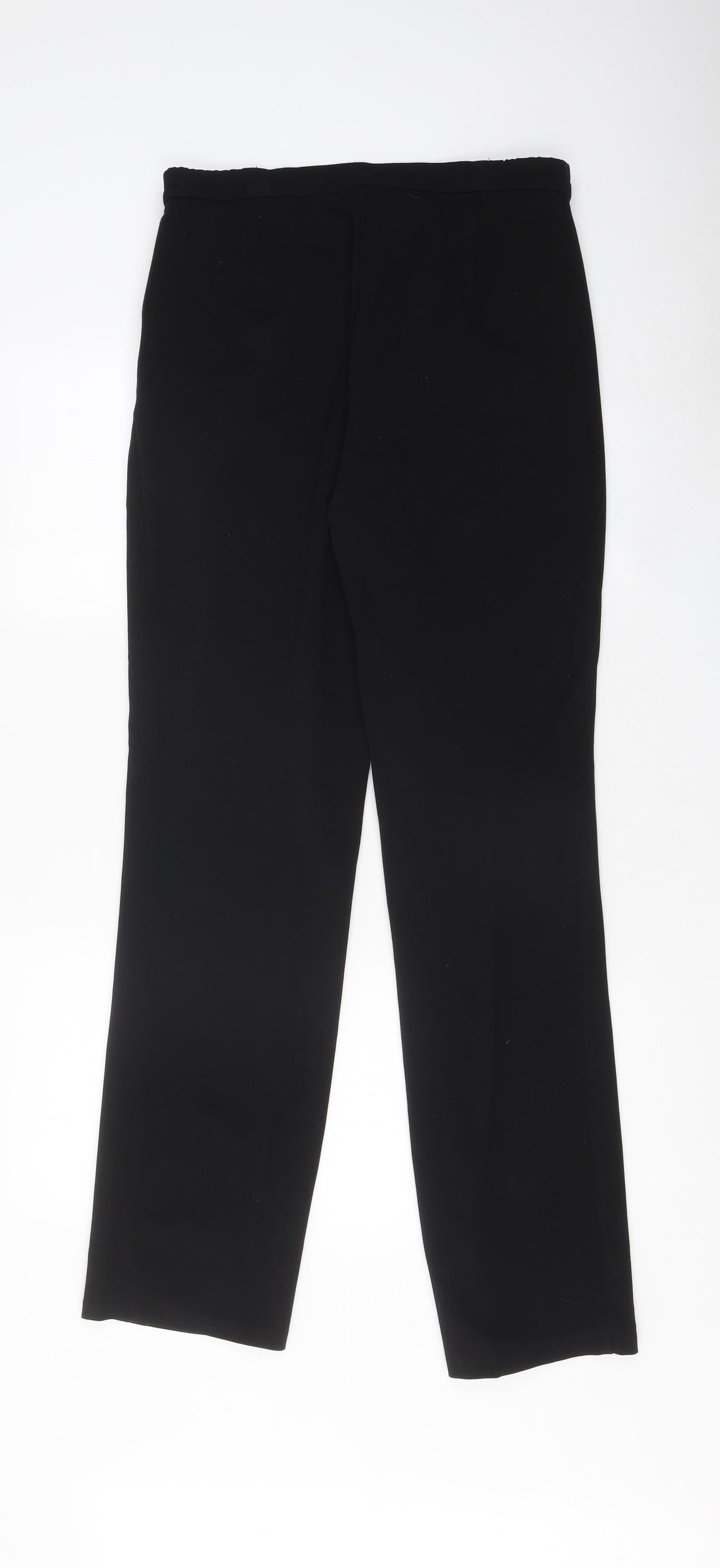 Marks and Spencer Womens Black Polyester Trousers Size 8 L38 in Regular Zip