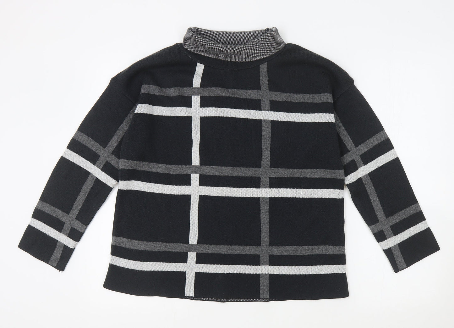 ASOS Womens Black High Neck Striped Acrylic Pullover Jumper Size 12