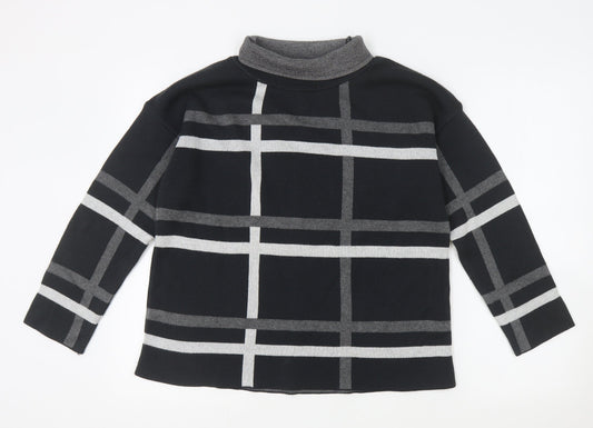 ASOS Womens Black High Neck Striped Acrylic Pullover Jumper Size 12