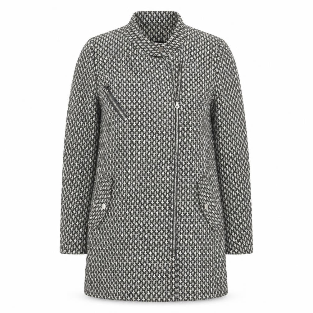 Next Womens Grey Geometric Jacket Size 8 Zip