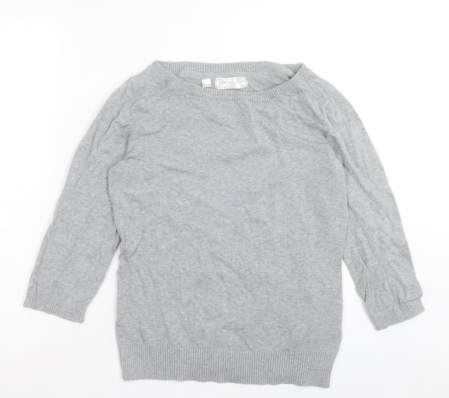 BPC Collection Womens Grey Boat Neck Cotton Pullover Jumper Size S