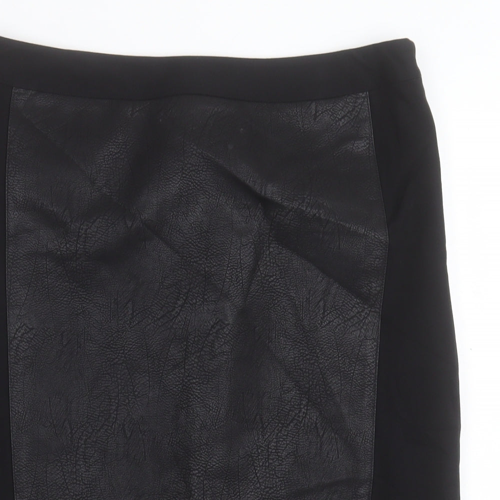 Matalan Womens Black Polyurethane Straight & Pencil Skirt Size 16 Zip