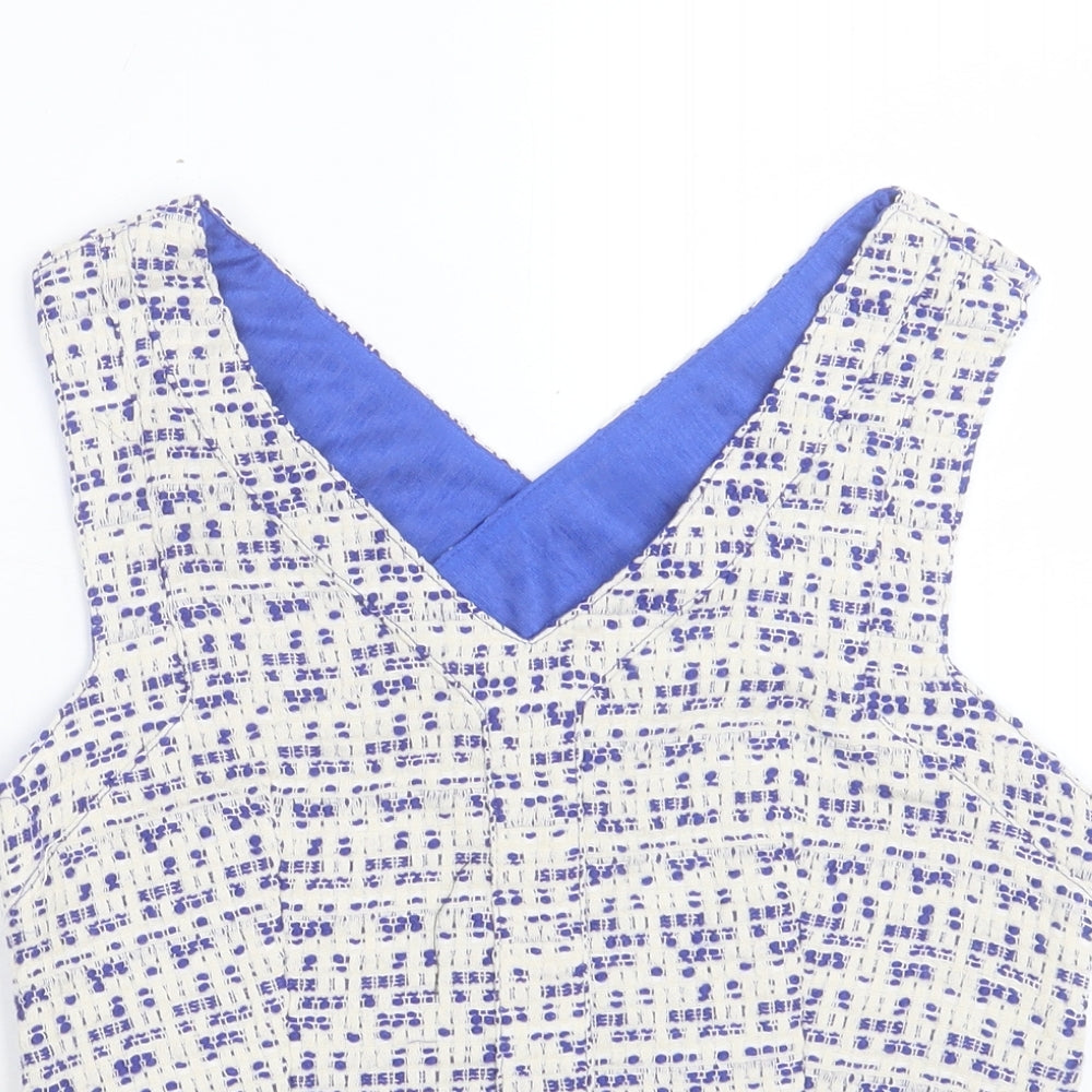 Drole de Copine Womens Blue Geometric Polyester Cropped Tank Size S V-Neck