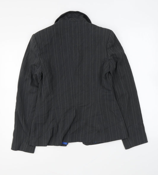 Essential Womens Grey Striped Jacket Blazer Size 10 Button