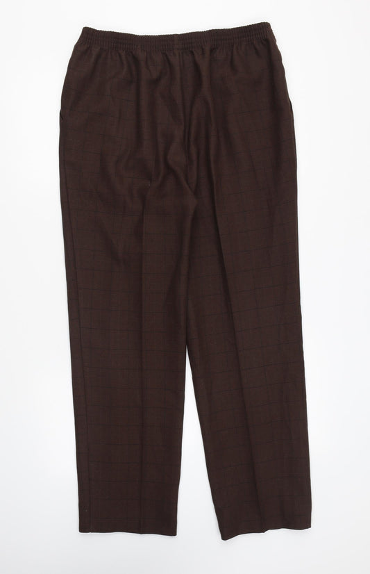 Preworn Womens Brown Striped Polyester Trousers Size 32 in L28 in Regular