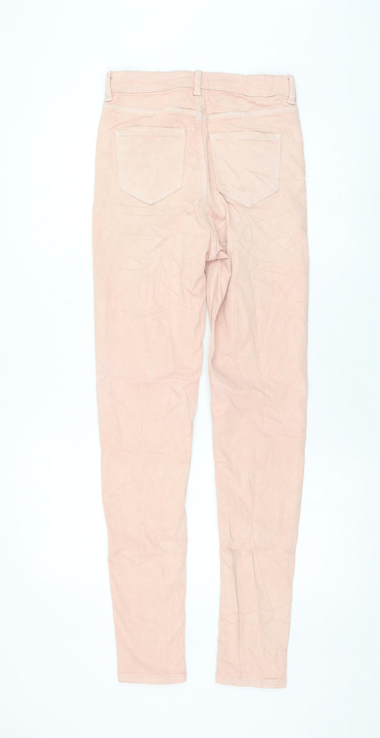 Marks and Spencer Womens Pink Cotton Skinny Jeans Size 8 L30 in Regular Zip