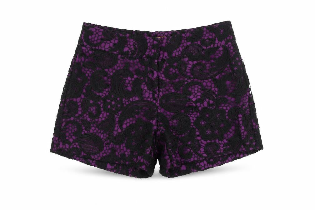 My Muse Womens Purple Floral Polyester Hot Pants Shorts Size S L4 in Regular Zip