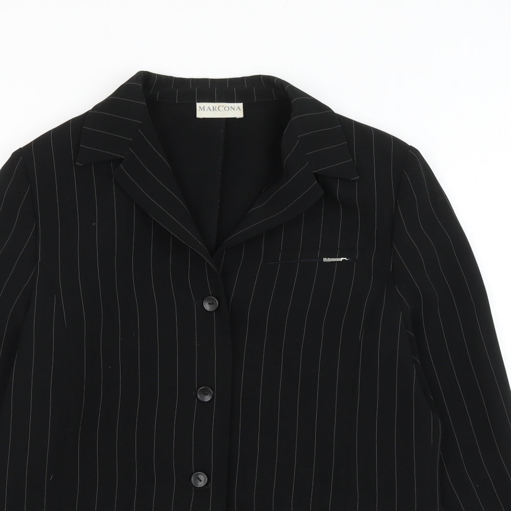 Marcona Womens Black Striped Jacket Blazer Size 10 Button
