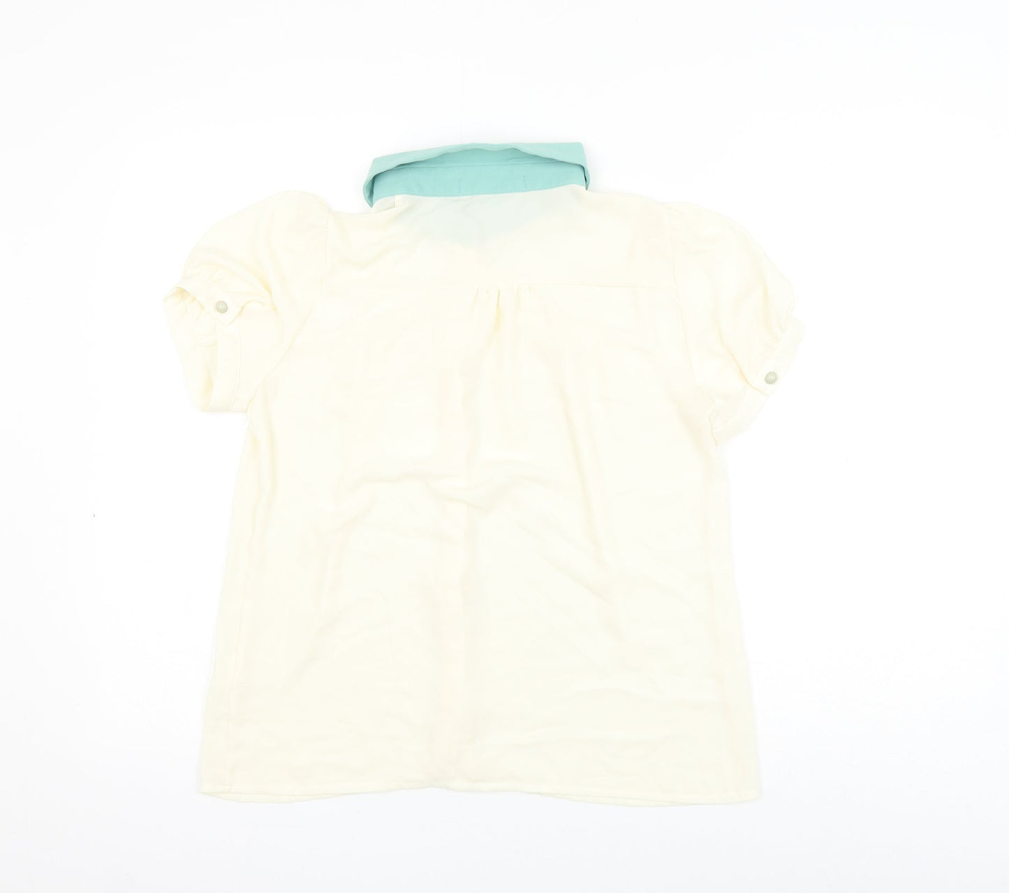 Darimeya Womens Ivory Polyester Basic Button-Up Size S Collared