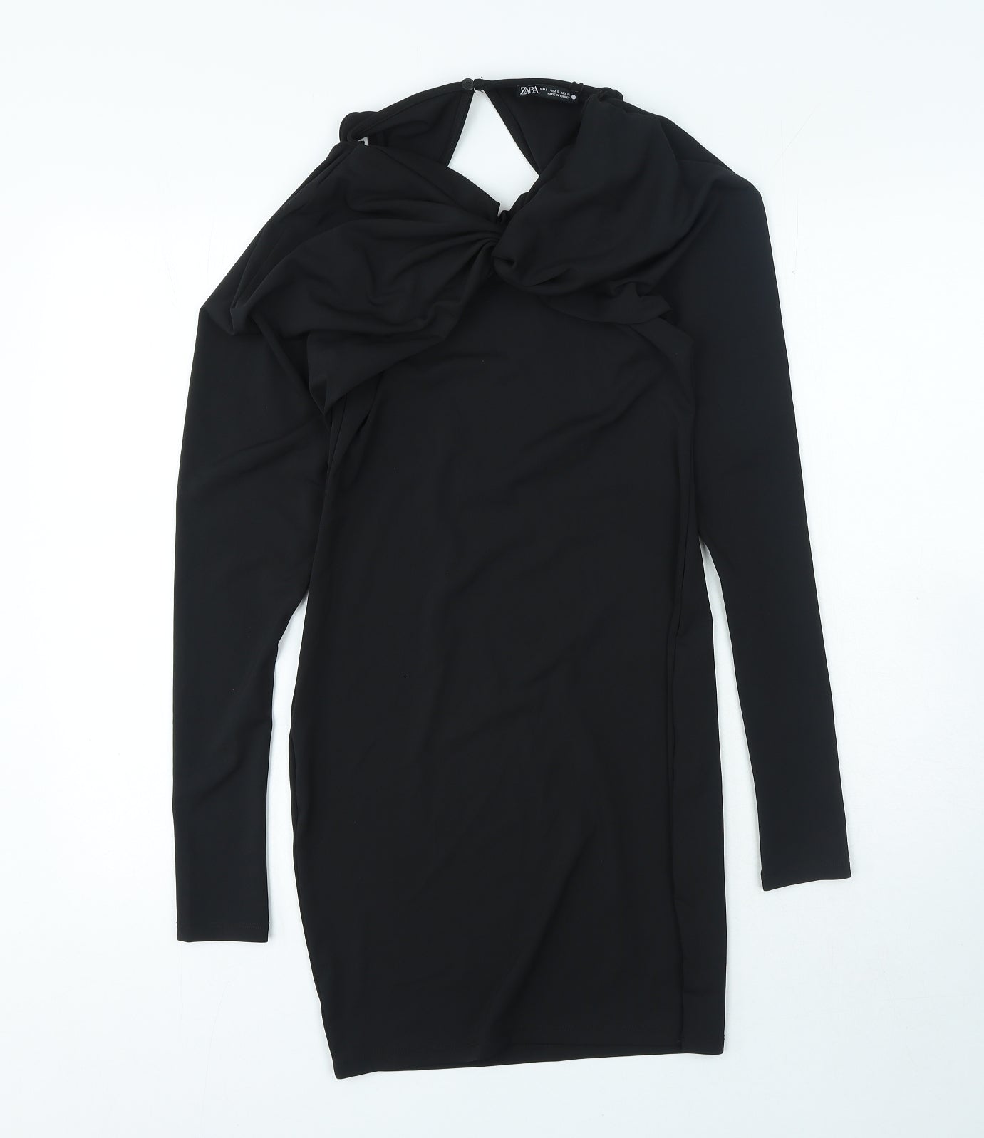 Zara Womens Black Polyester Mini Size S Round Neck Pullover