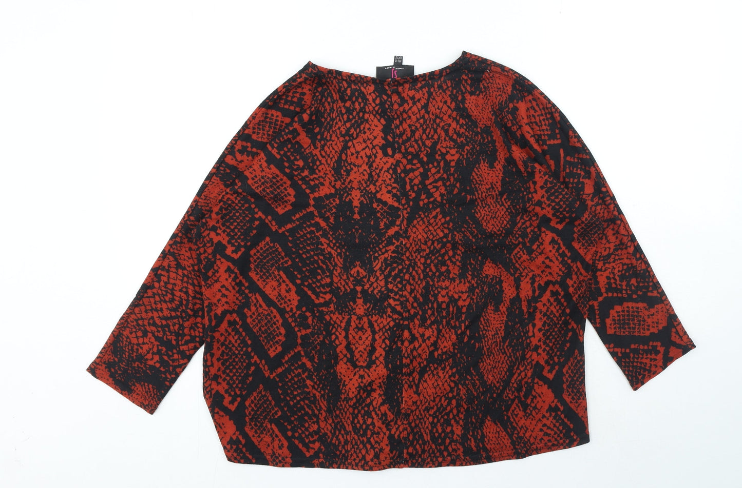 Simon Jeffrey Womens Red Animal Print Polyester Basic T-Shirt Size 12 Round Neck - Snake Skin Print