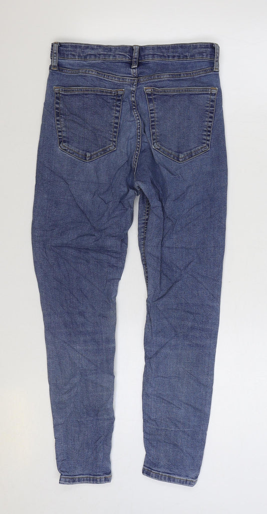 Topshop Mens Blue Cotton Skinny Jeans Size 28 in L30 in Regular Zip