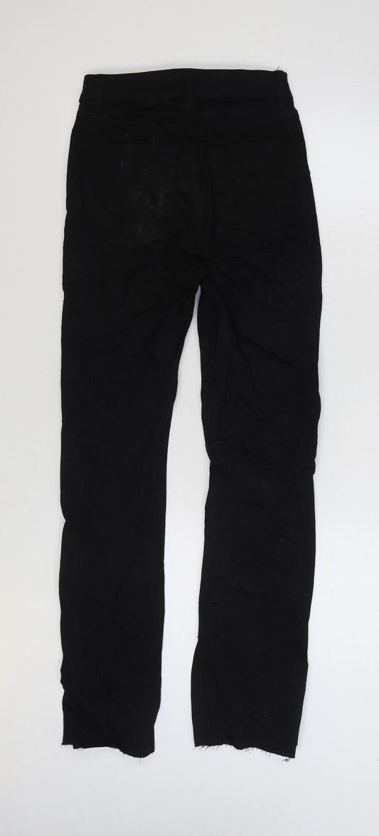 H&M Womens Black Cotton Straight Jeans Size 8 L30 in Regular Zip
