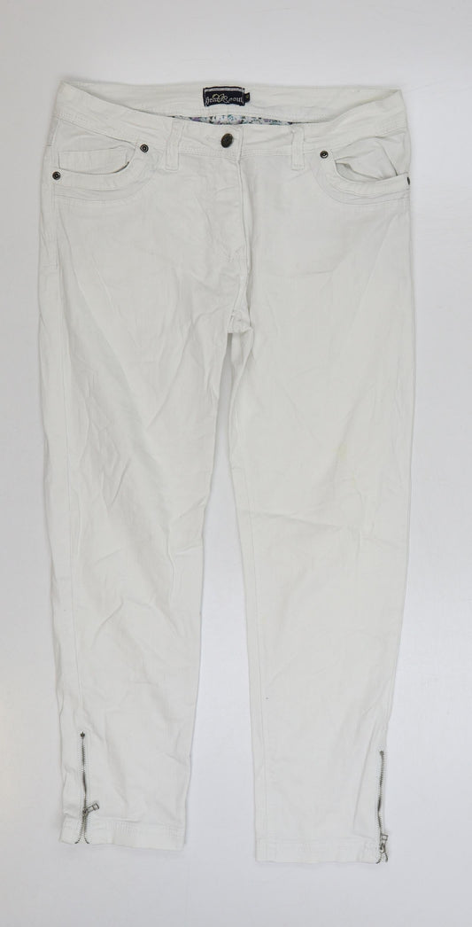 Heart & Soul Womens White Cotton Straight Jeans Size 12 L26 in Regular Zip