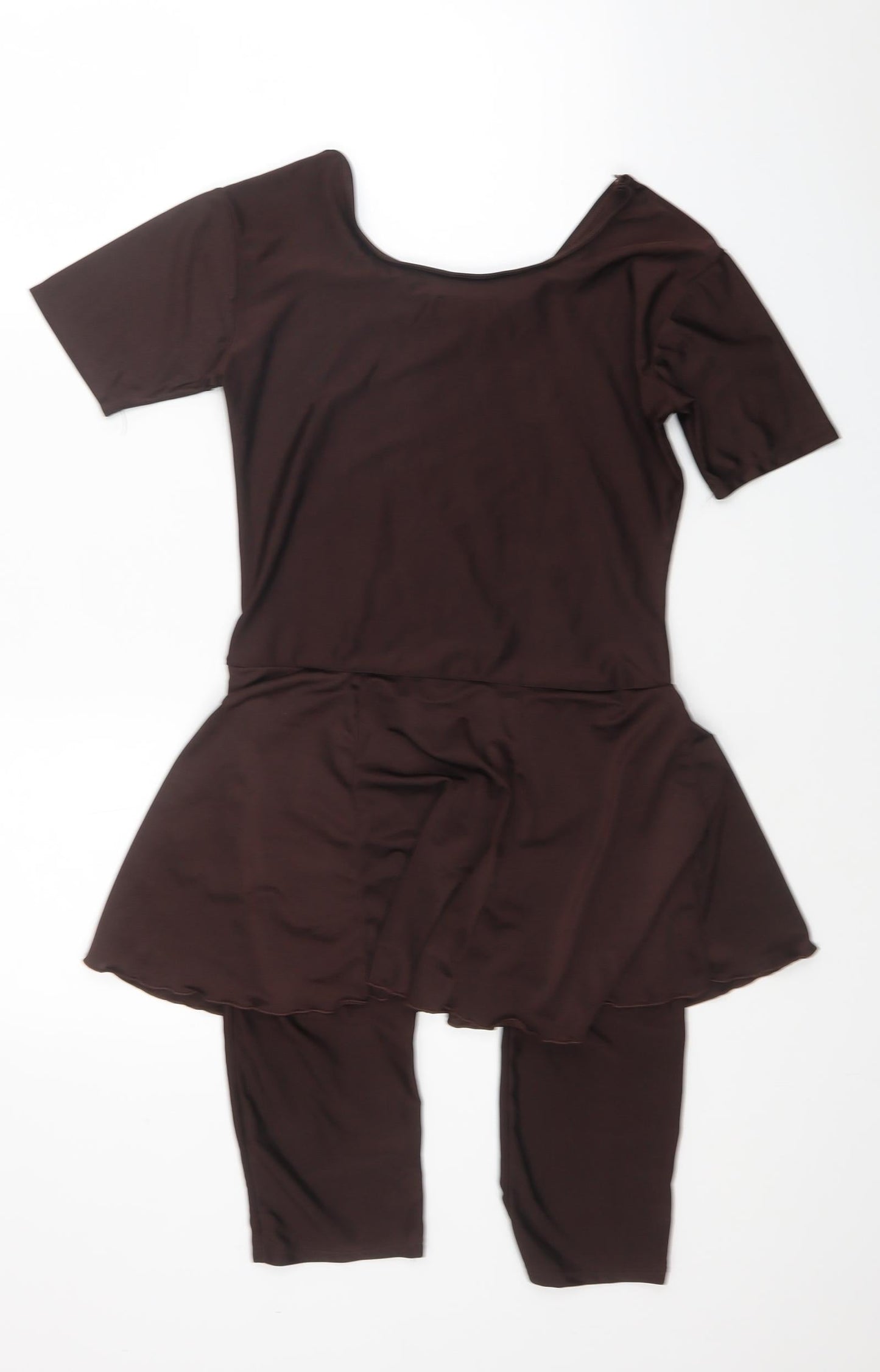 HAT Girls Brown Polyester Unitard One-Piece Size L Pullover - Heart