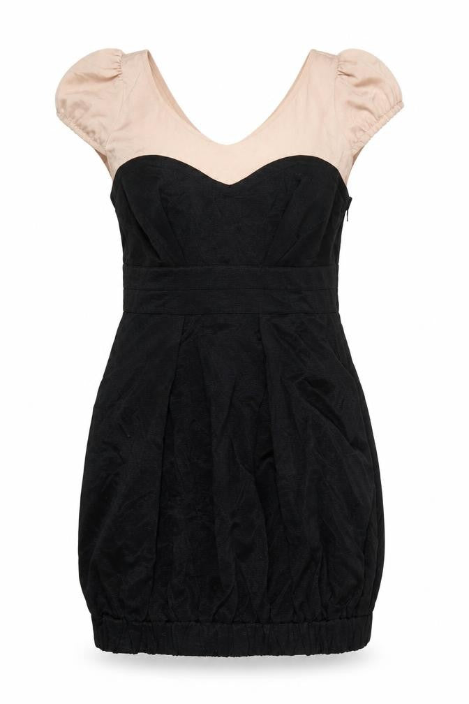 Miss Selfridge Womens Black Colourblock Viscose A-Line Size 12 Scoop Neck Zip