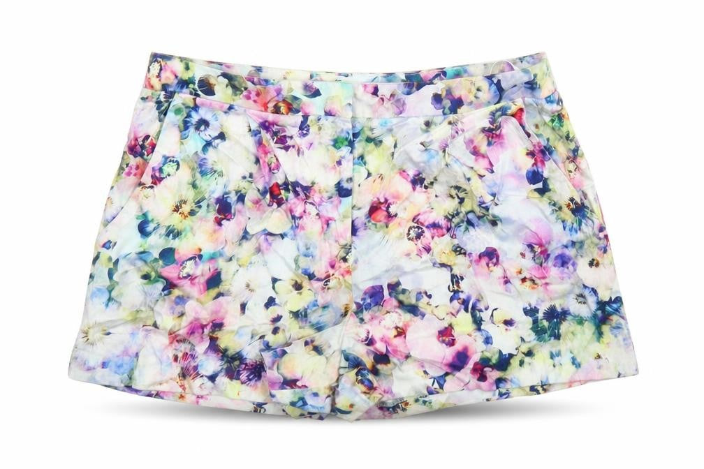 Forever New Womens Multicoloured Floral Cotton Hot Pants Shorts Size 10 L3 in Regular Button