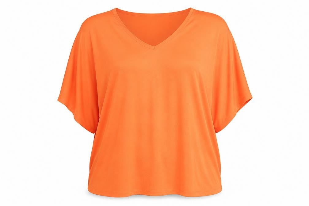 Marina Kaneva Womens Orange Polyester Basic Blouse Size 22 Round Neck