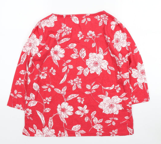 Love Tees Womens Red Floral Polyester Pullover Sweatshirt Size 12 Pullover
