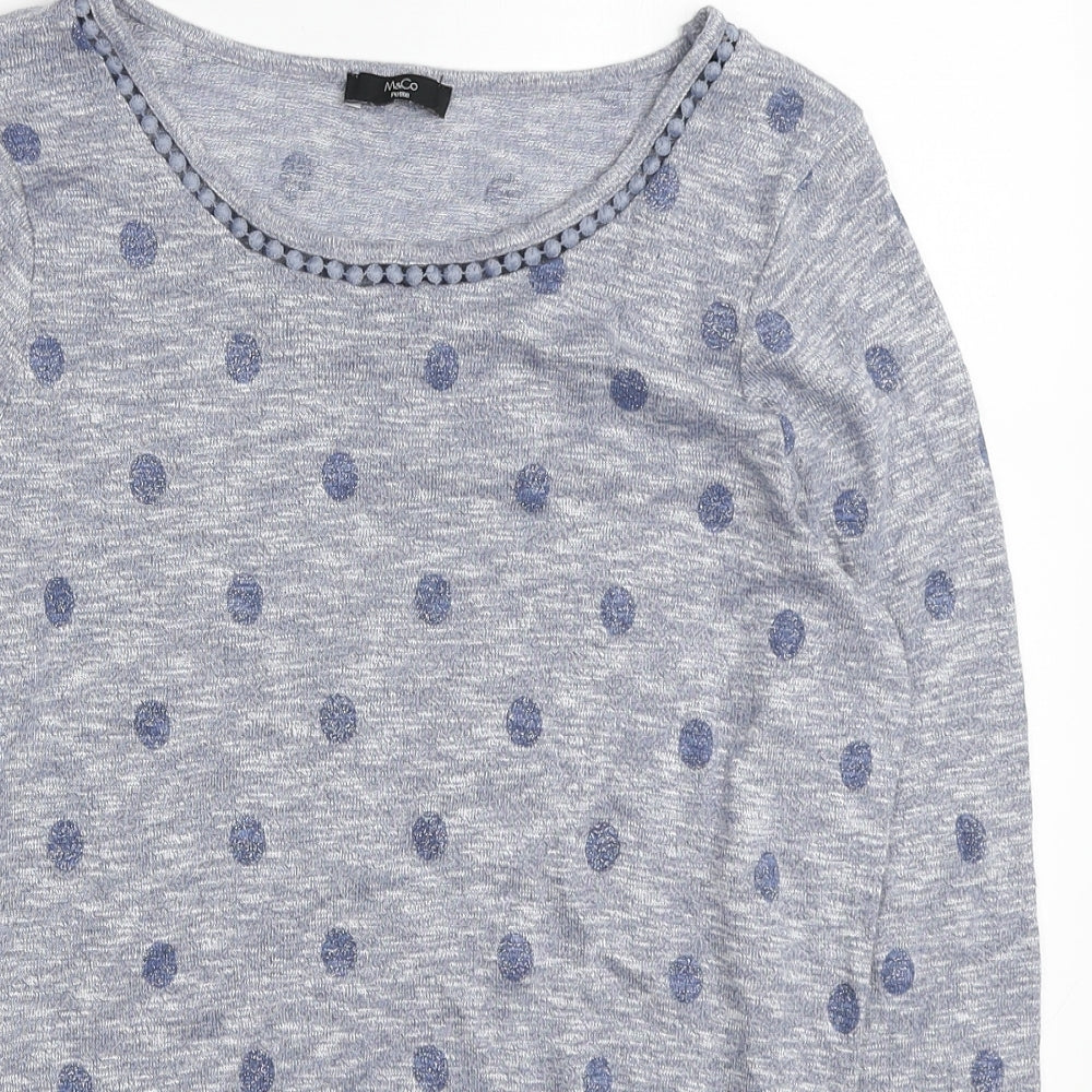 M&Co Womens Blue Boat Neck Viscose Pullover Jumper Size 12