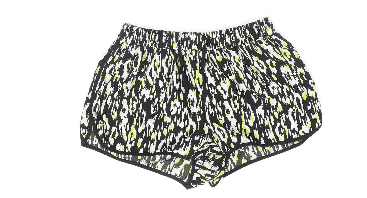 Denim & Co. Womens Multicoloured Animal Print Polyester Hot Pants Shorts Size 10 Regular Pull On