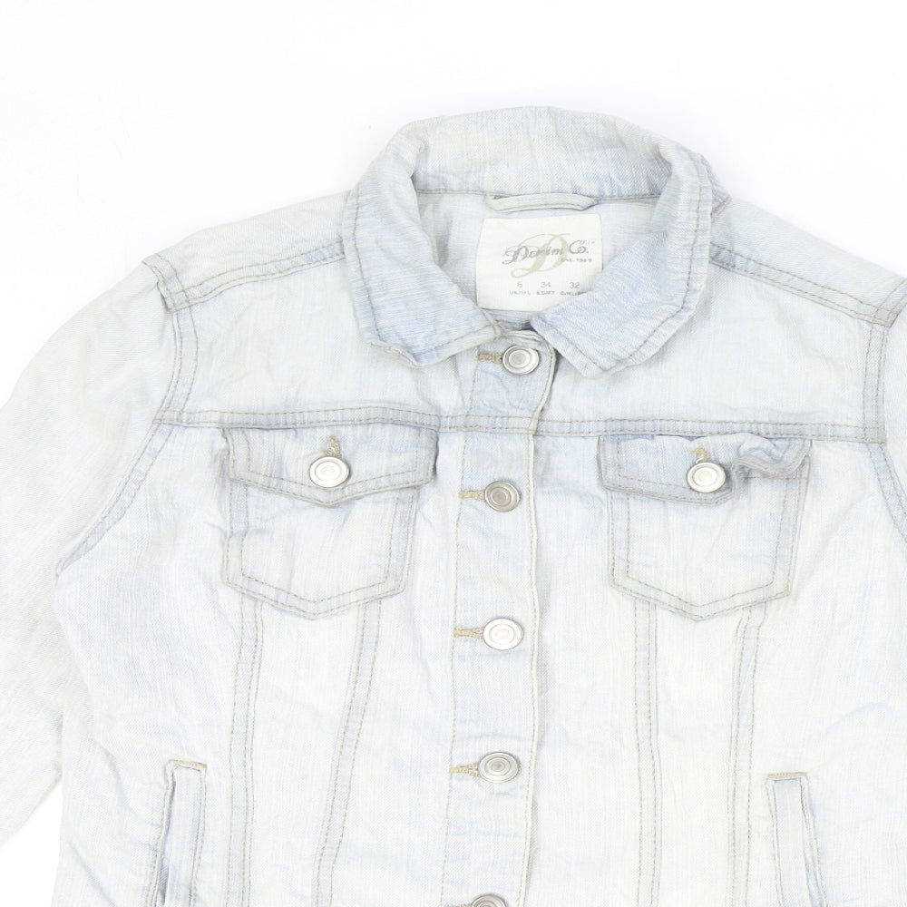 Denim & Co. Womens Blue Jacket Size 6 Button