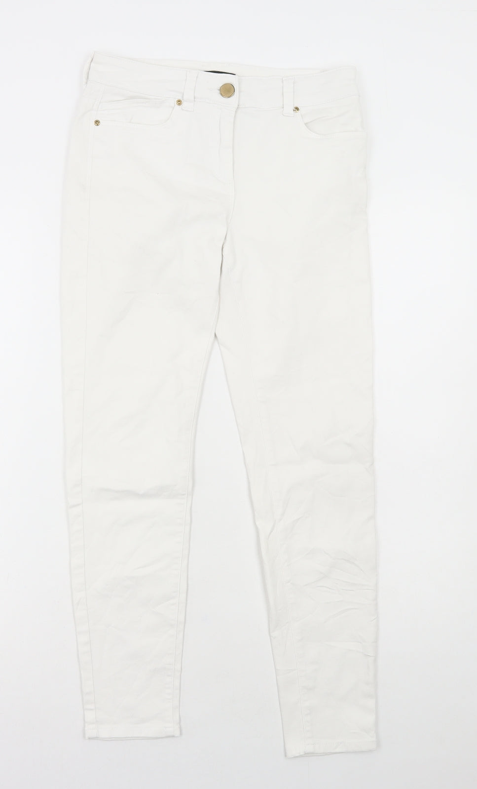 Marks and Spencer Womens White Cotton Skinny Jeans Size 8 L27 in Regular Button