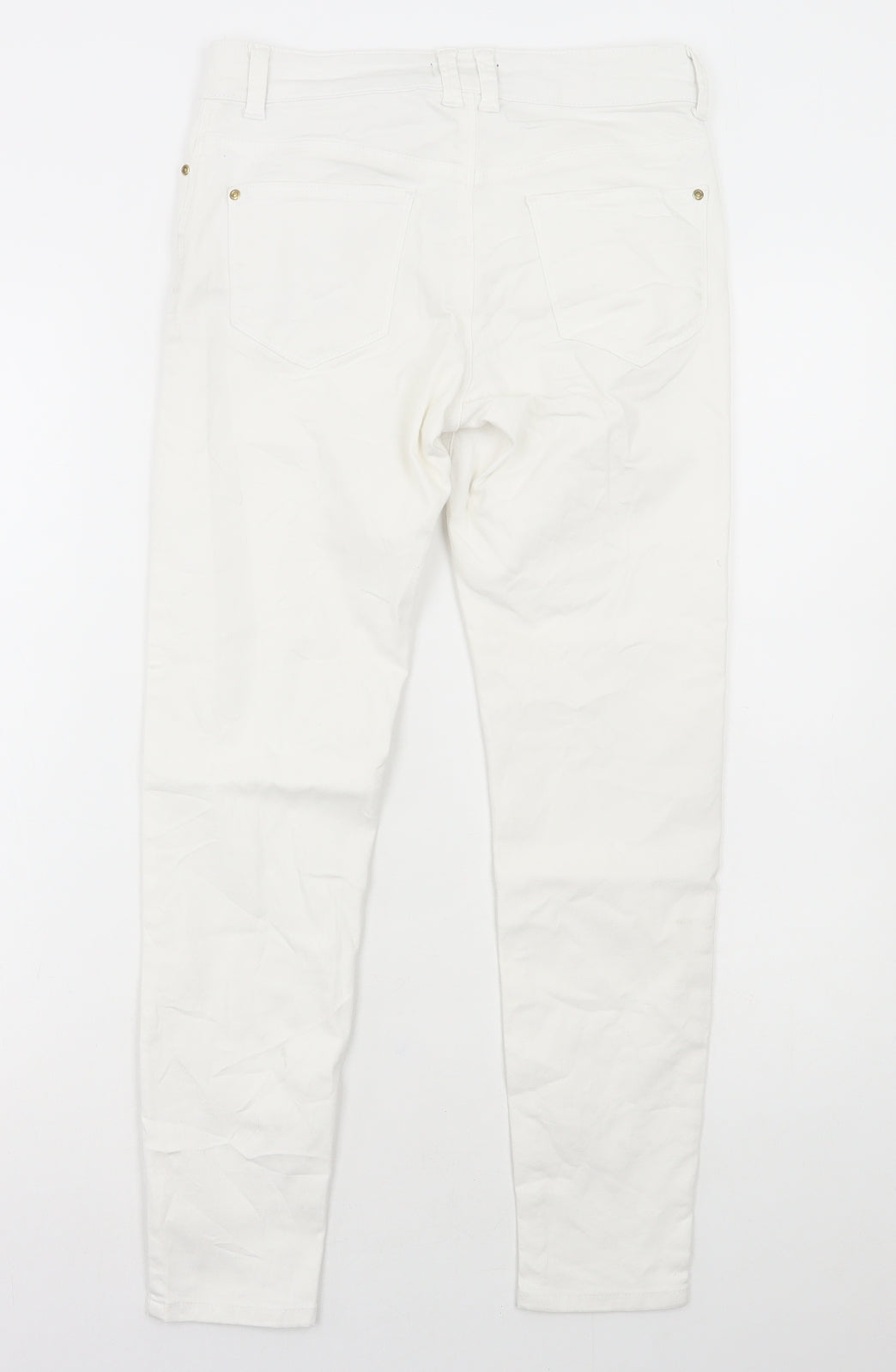 Marks and Spencer Womens White Cotton Skinny Jeans Size 8 L27 in Regular Button
