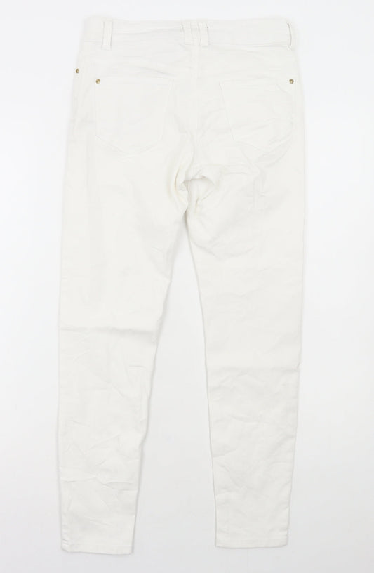 Marks and Spencer Womens White Cotton Skinny Jeans Size 8 L27 in Regular Button