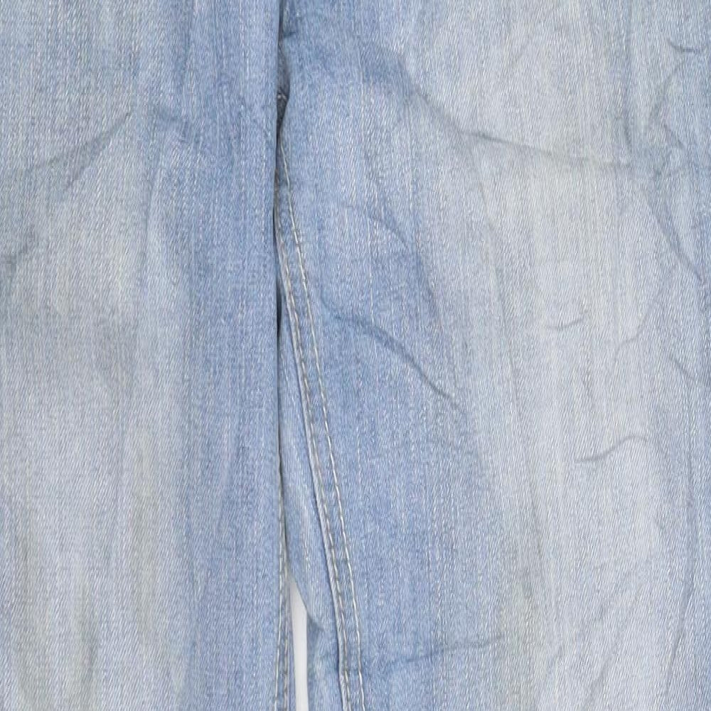 Primark Womens Blue Cotton Straight Jeans Size 28 in L30 in Regular Zip