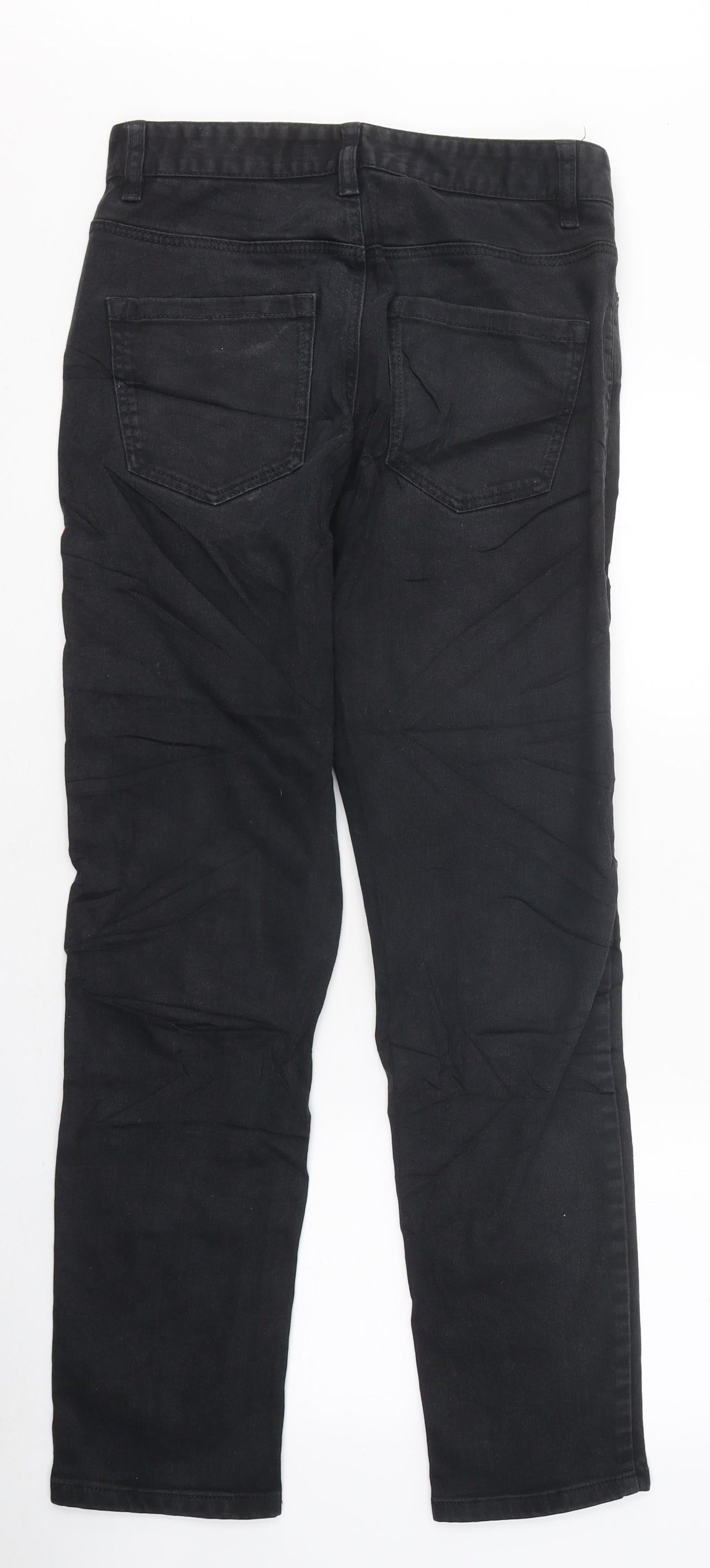 NEXT Mens Black Cotton Skinny Jeans Size 28 in L35 in Relaxed Zip