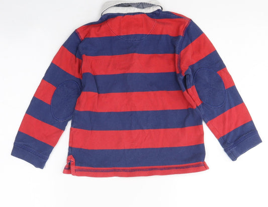 John Lewis Boys Multicoloured Striped Polyester Pullover Polo Size 4 Years Collared Button