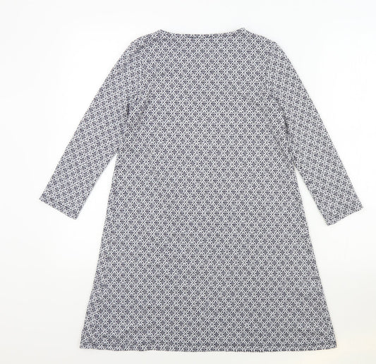 Zuiki Womens Black Geometric Polyester T-Shirt Dress Size S Round Neck Pullover