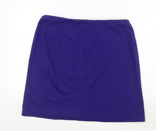 Roman Womens Blue Acrylic Straight & Pencil Skirt Size 18 - Faux Leather Pockets