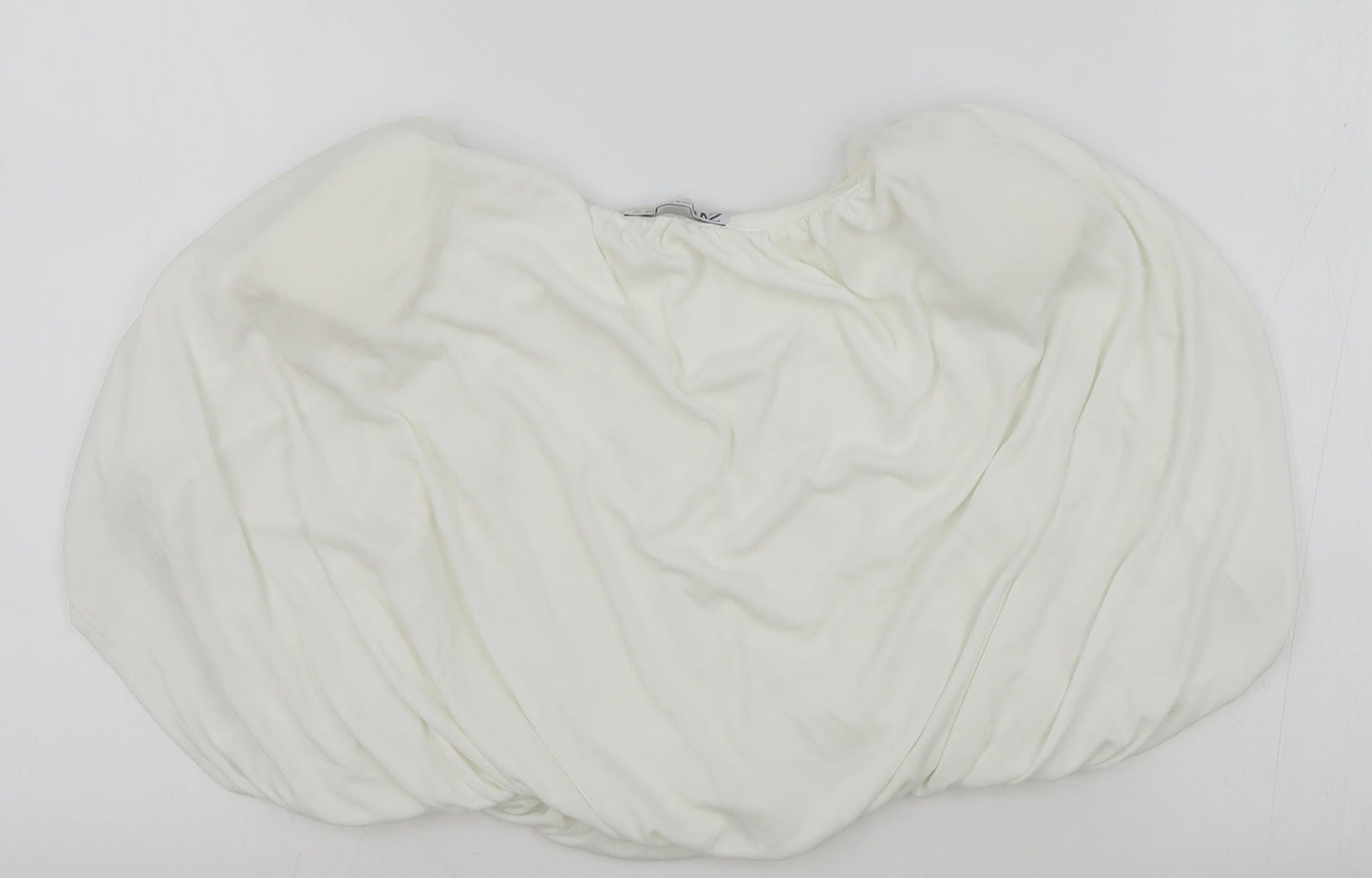 Zara Womens White Polyester Cropped T-Shirt Size S Off the Shoulder - Bandeau