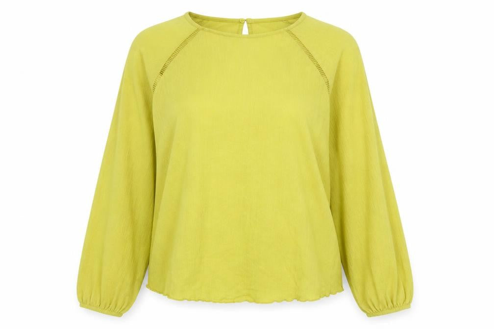 M&S Womens Yellow Polyester Basic Blouse Size 14 Round Neck - Keyhole