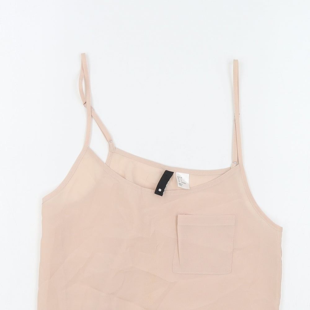 H&M Womens Pink Polyester Camisole Tank Size 8 Round Neck
