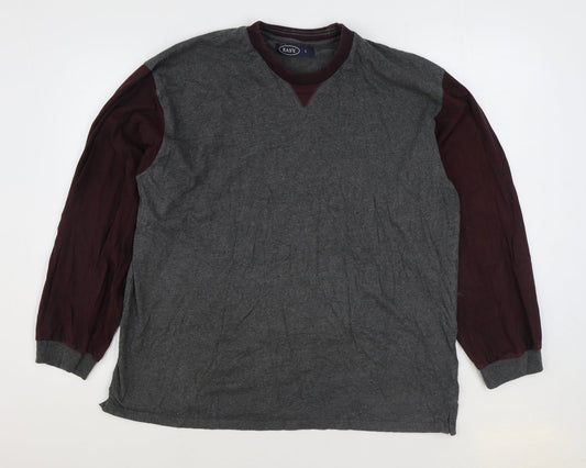 Easy Mens Grey Cotton Pullover Sweatshirt Size L - Colour Block
