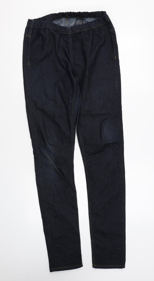 H&M Womens Blue Cotton Jegging Trousers Size M L32 in Regular