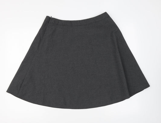 Marks and Spencer Womens Grey Polyester Skater Skirt Size 32 in Zip