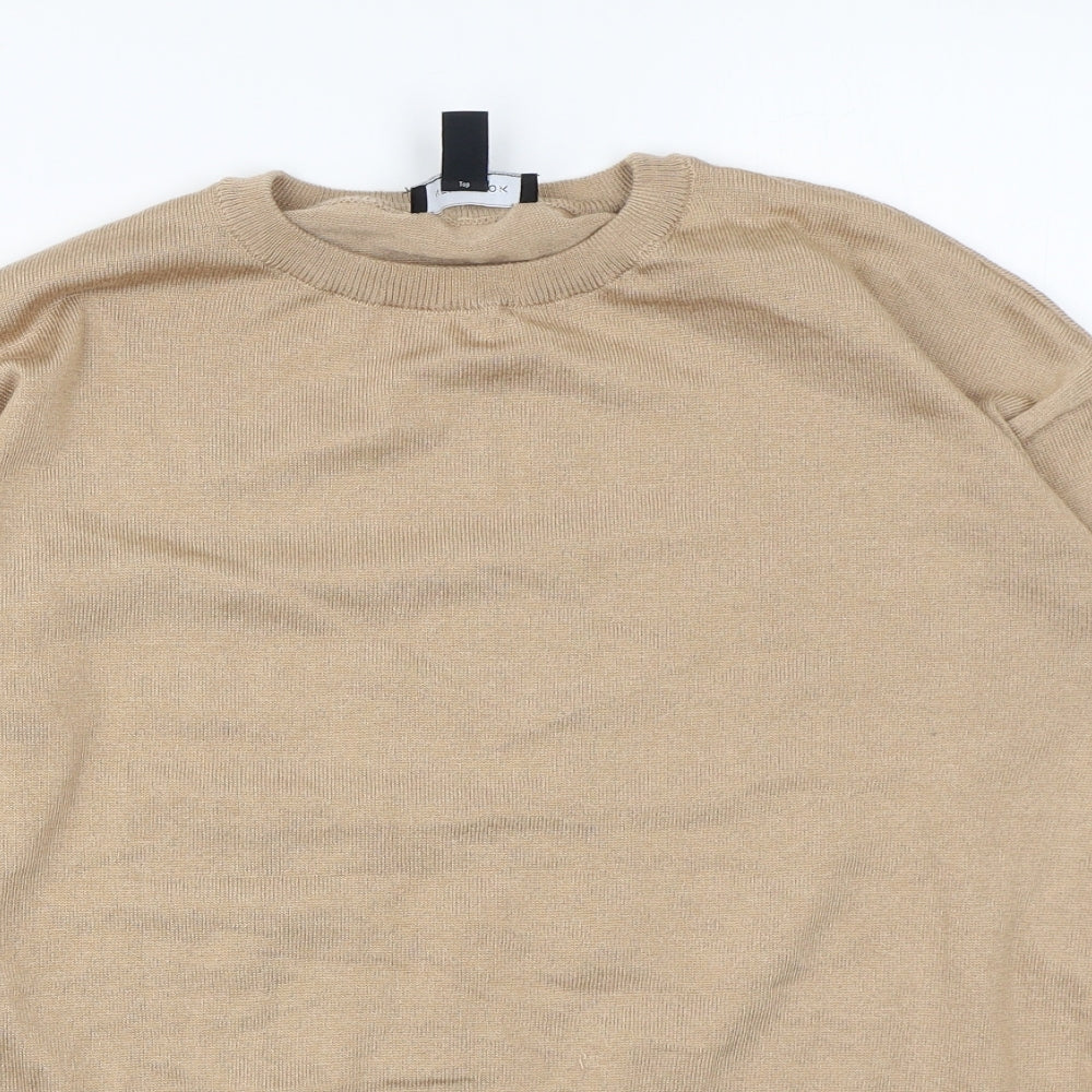 New Look Womens Beige Round Neck Polyester Pullover Jumper Size S
