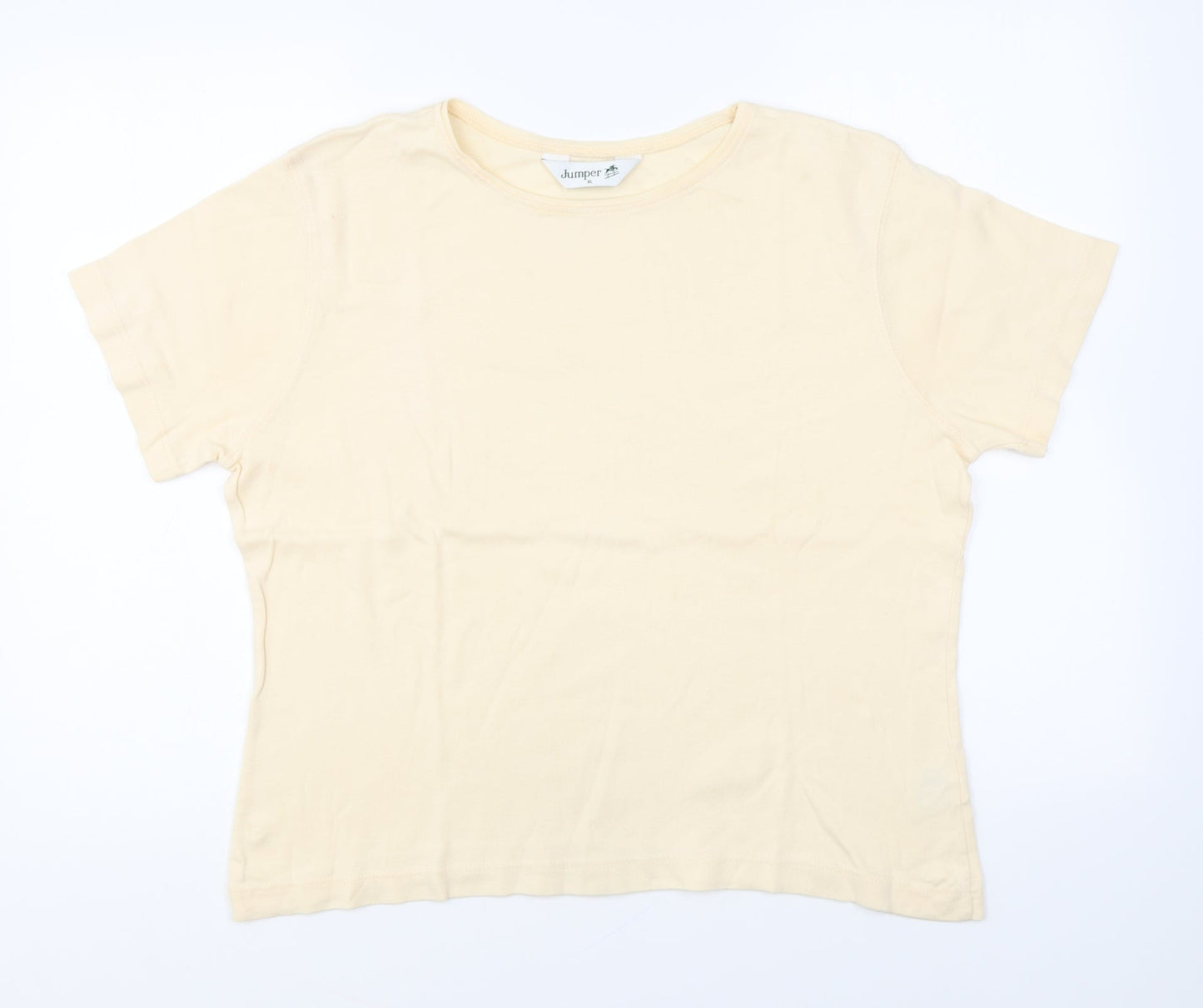 Jumper Womens Yellow Cotton Basic T-Shirt Size XL Round Neck