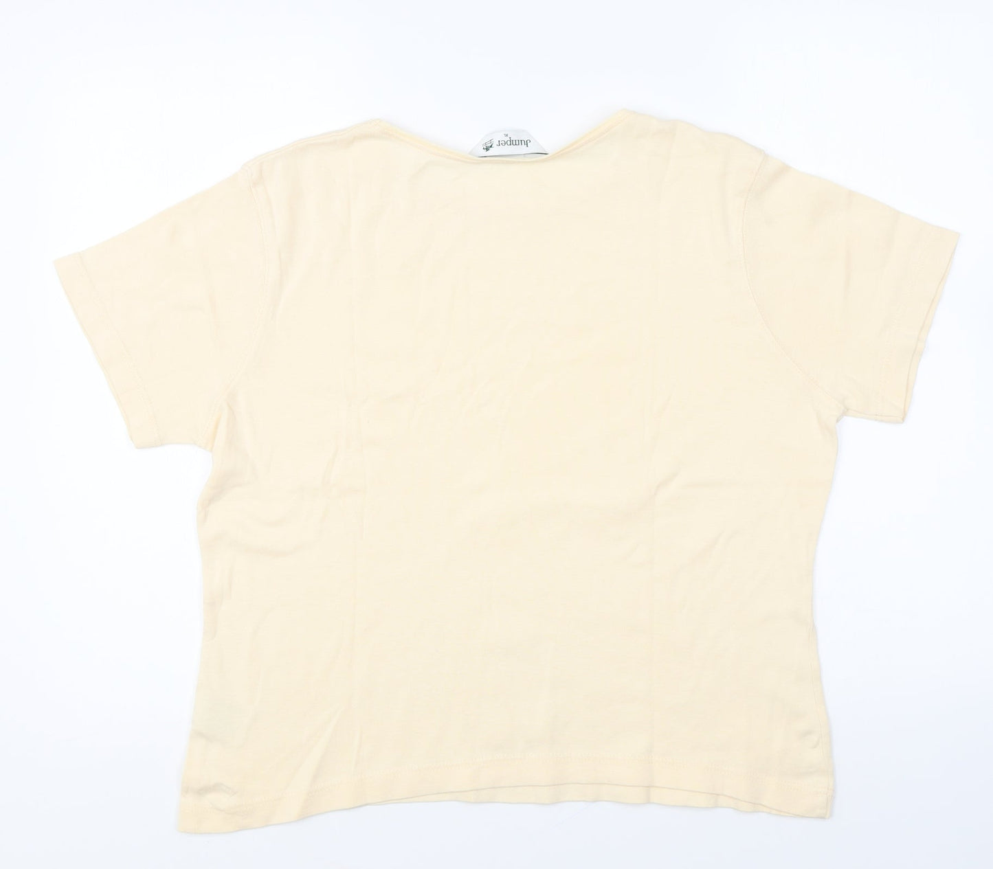 Jumper Womens Yellow Cotton Basic T-Shirt Size XL Round Neck