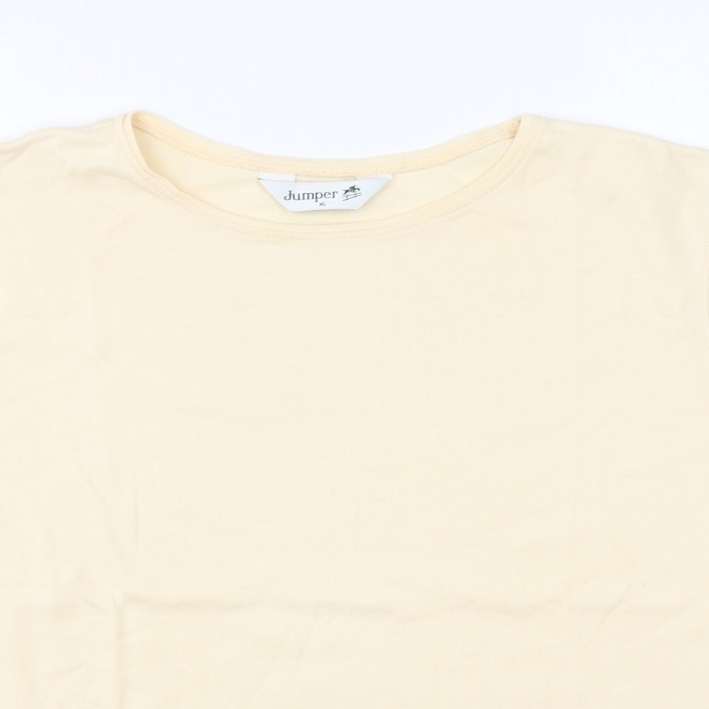 Jumper Womens Yellow Cotton Basic T-Shirt Size XL Round Neck