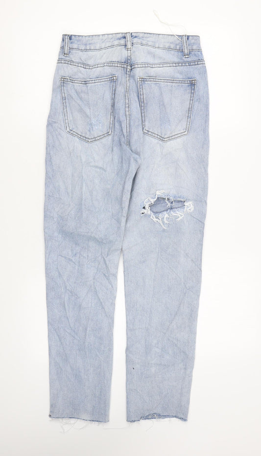 Misspap Womens Blue Cotton Straight Jeans Size 6 L25 in Regular Zip