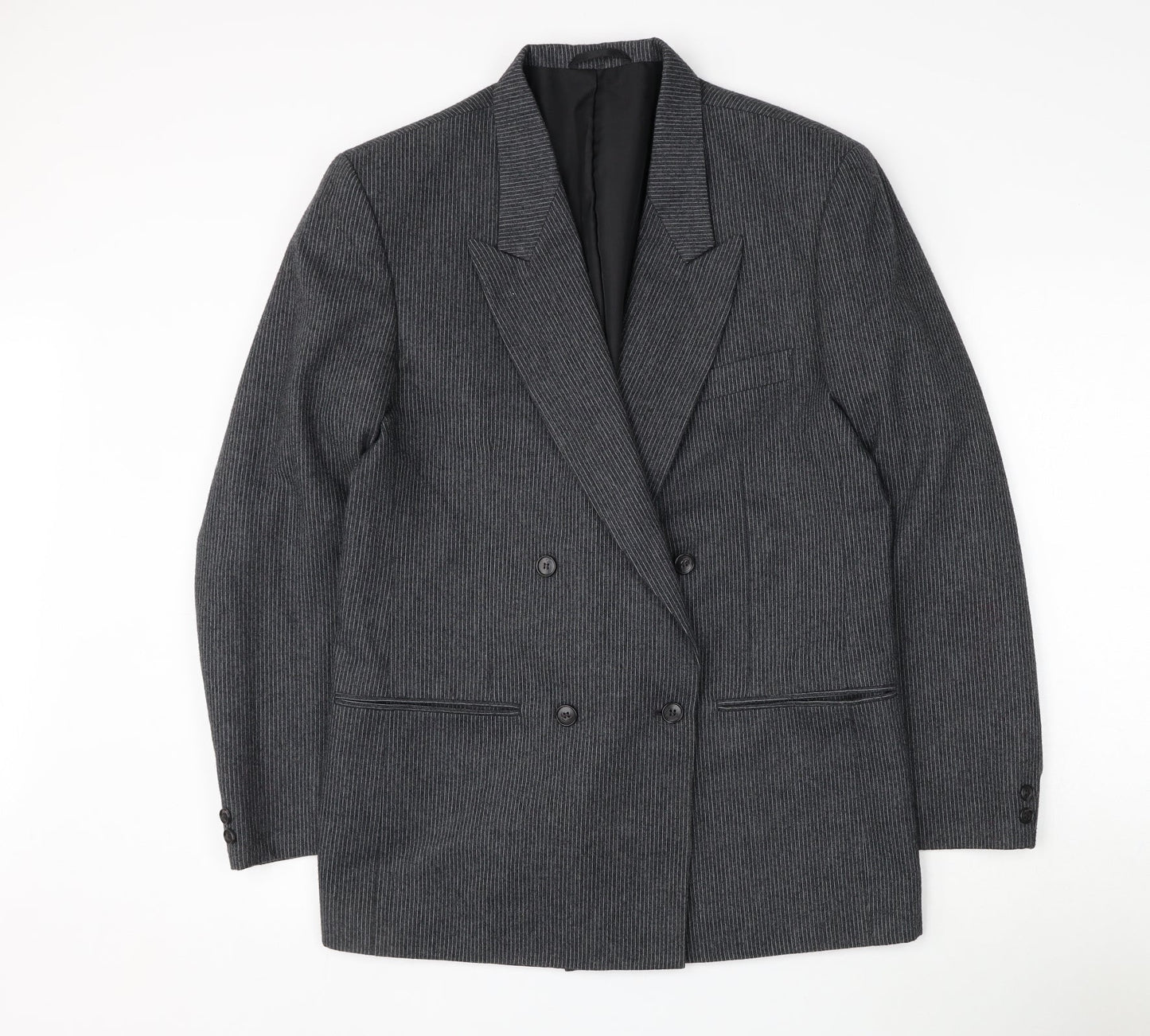 Marlowe Mens Grey Striped Polyester Jacket Suit Jacket Size 38