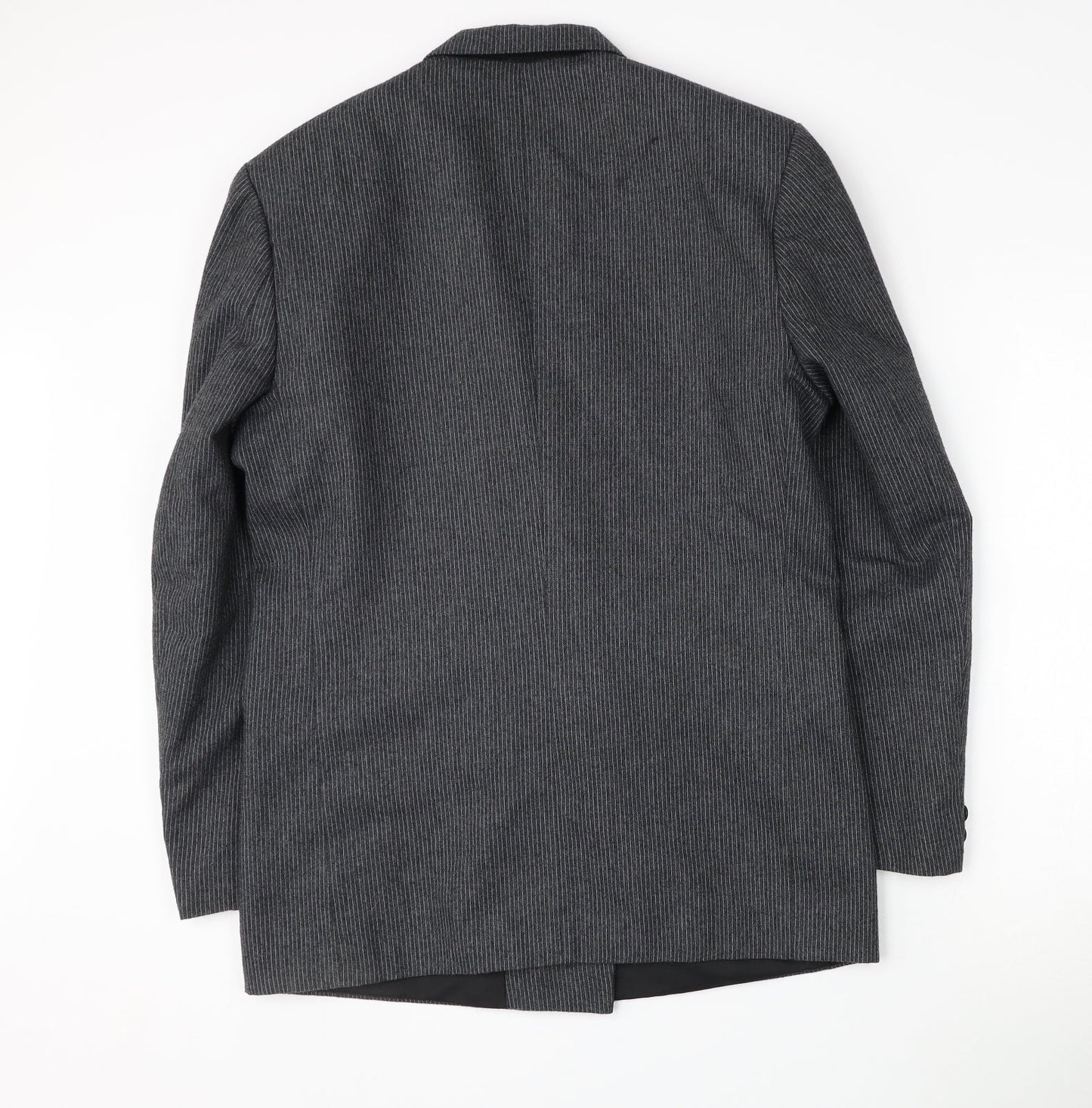 Marlowe Mens Grey Striped Polyester Jacket Suit Jacket Size 38